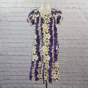 Vintage 90s Hawaiian Floral Cotton Dress Small